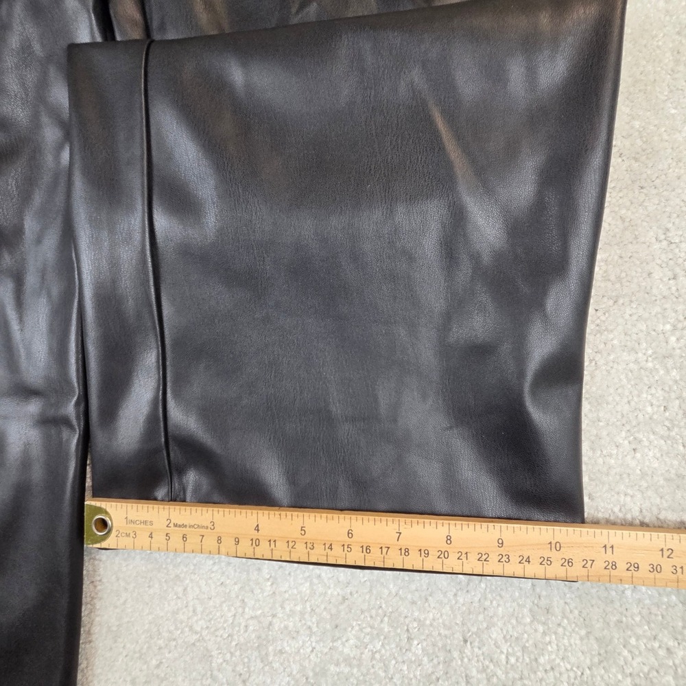 Abercrombie Fitch Curve Love‎ Vegan Leather Wide Leg Pants M Short Black - Picture 9 of 10